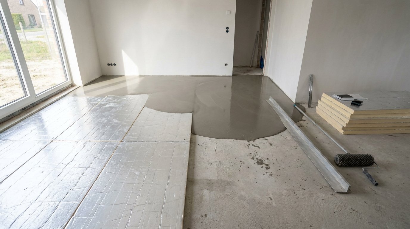 Prijs van vloerisolatie per m² in België: PIR-platen en vloeibare chape